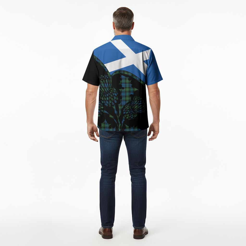 Lamont Tartan Family Crest Hawaiian Shirt Scotland Thistle Floral Flag Style