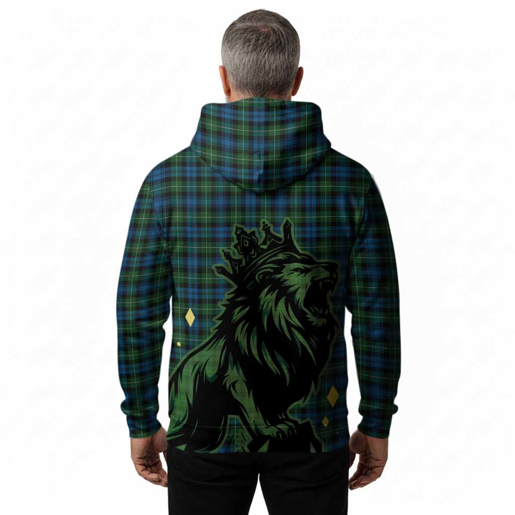 Lamont Tartan Family Crest Hoodie Crowned Lion Roaring