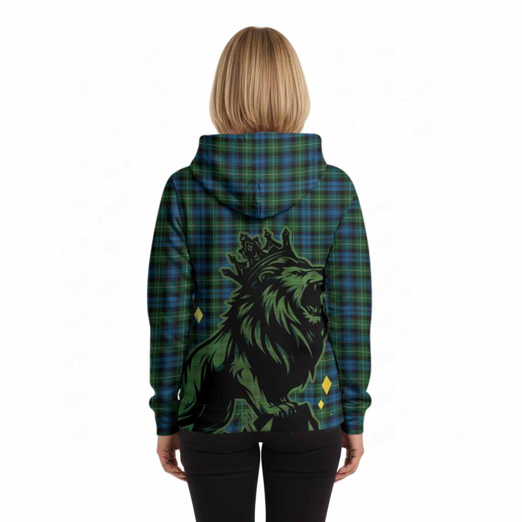 Lamont Tartan Family Crest Hoodie Crowned Lion Roaring