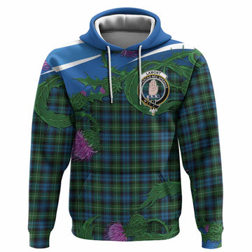 Lamont Tartan Family Crest Hoodie Thistle in Minimalism