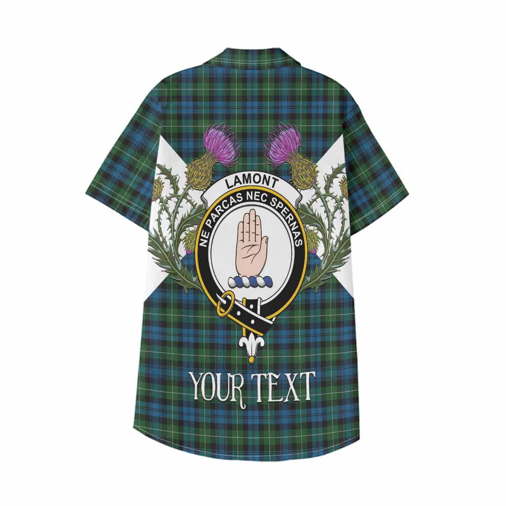 Lamont Tartan Family Crest Kid Hawaiian Shirt Scottish Burns Night Thistle Floral