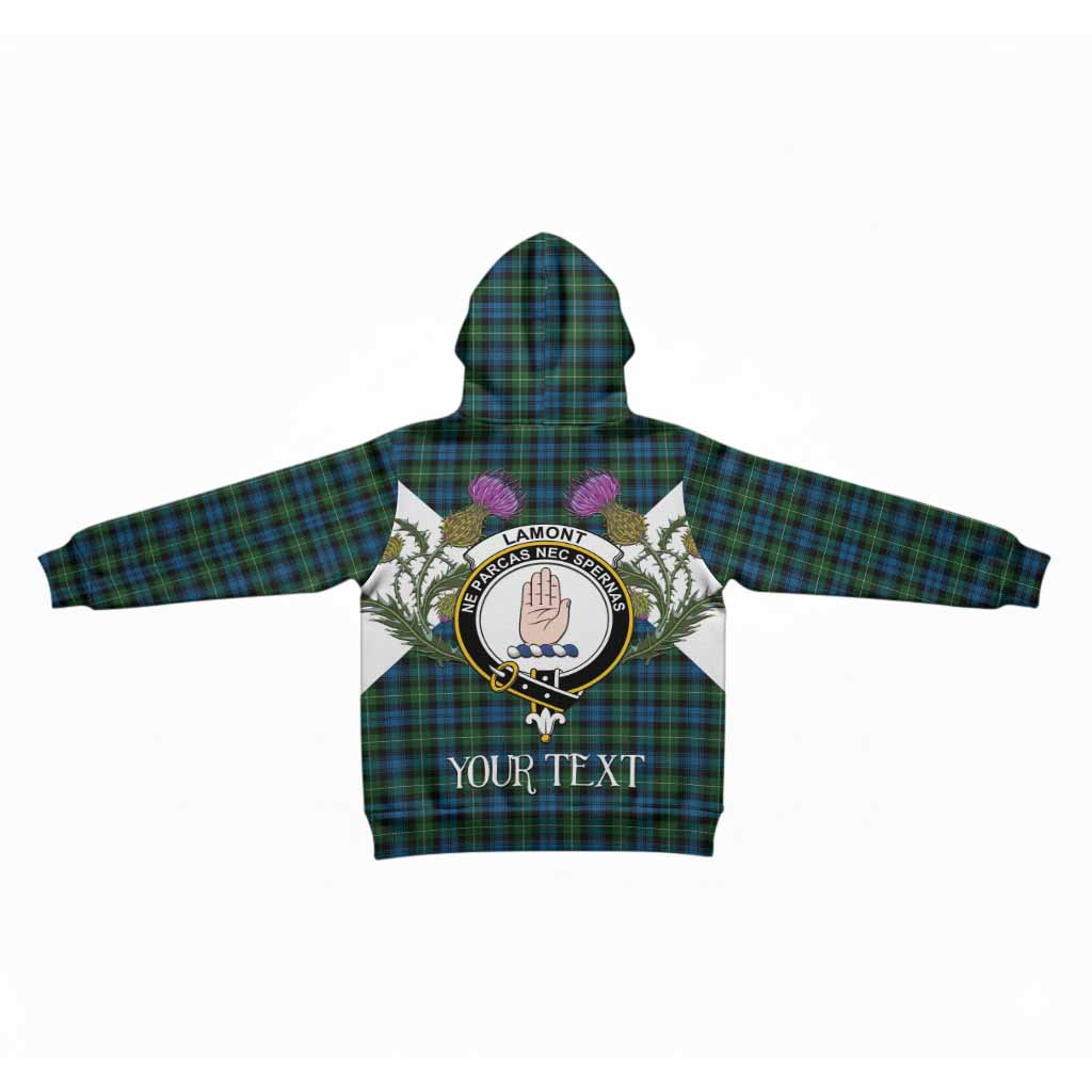 Lamont Tartan Family Crest Kid Hoodie Scottish Burns Night Thistle Floral