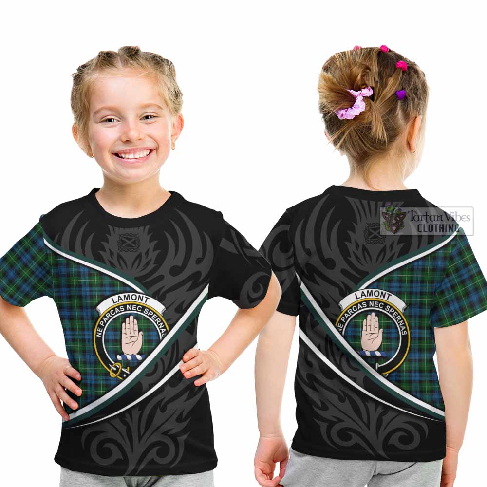 Lamont Tartan Family Crest Kid T-shirt Celtic Scottish Thistle Floral - Tartan Vibes Clothing