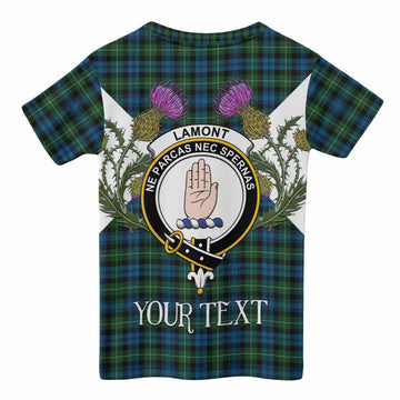 Lamont Tartan Family Crest Kid T-shirt Scottish Burns Night Thistle Floral