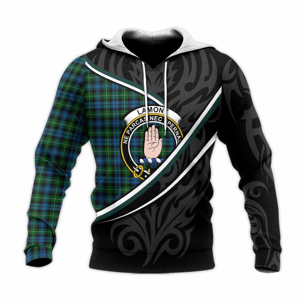 Lamont Tartan Family Crest Knitted Hoodie Celtic Scottish Thistle Floral - Tartan Vibes Clothing