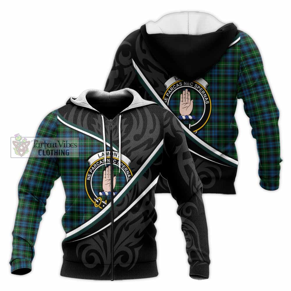 Lamont Tartan Family Crest Knitted Hoodie Celtic Scottish Thistle Floral - Tartan Vibes Clothing
