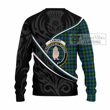 Lamont Tartan Family Crest Knitted Sweater Celtic Scottish Thistle Floral - Tartan Vibes Clothing