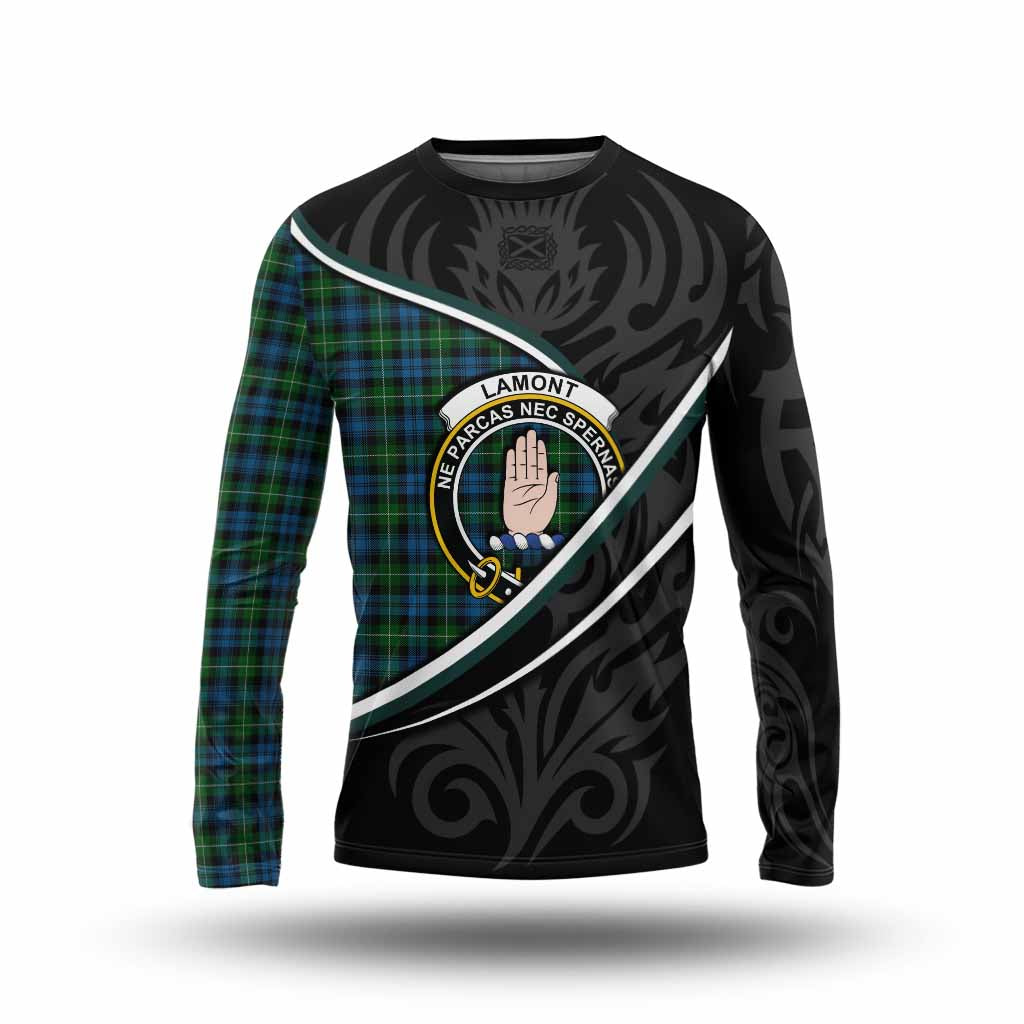 Lamont Tartan Family Crest Long Sleeve T-Shirt Celtic Scottish Thistle Floral - Tartan Vibes Clothing