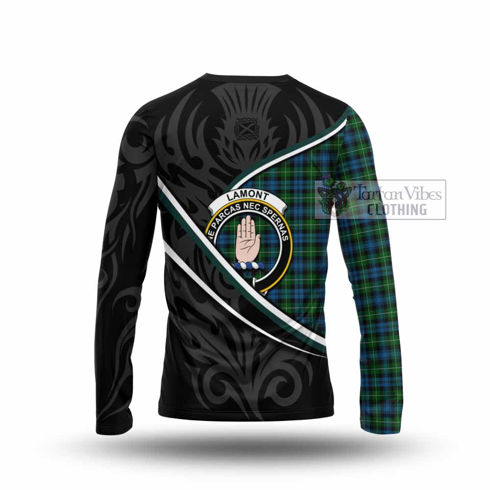 Lamont Tartan Family Crest Long Sleeve T-Shirt Celtic Scottish Thistle Floral - Tartan Vibes Clothing