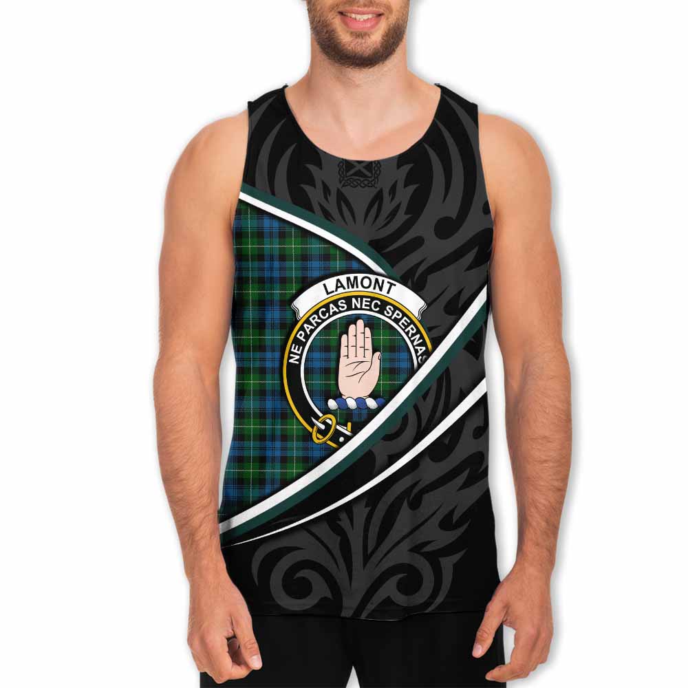 Lamont Tartan Family Crest Men Tank Top Celtic Scottish Thistle Floral - Tartan Vibes Clothing