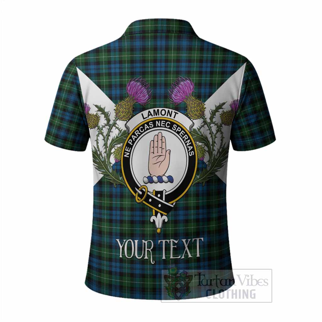Lamont Tartan Family Crest Polo Shirt Scottish Burns Night Thistle Floral
