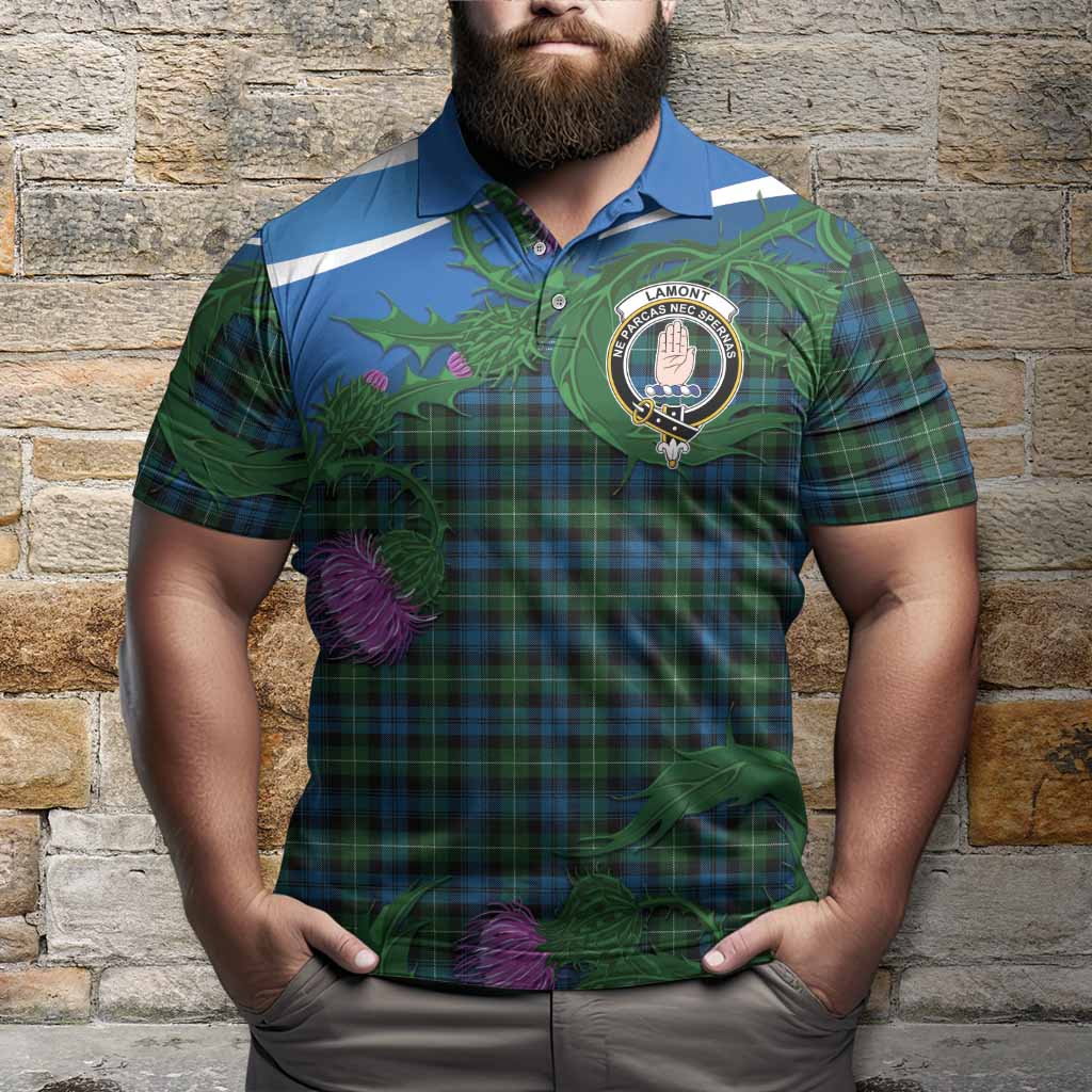 Lamont Tartan Family Crest Polo Shirt Thistle in Minimalism