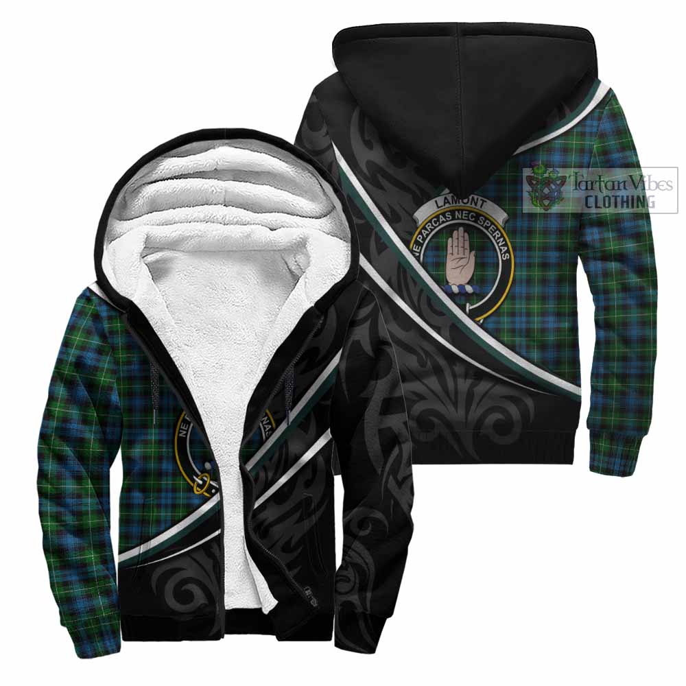 Lamont Tartan Family Crest Sherpa Hoodie Celtic Scottish Thistle Floral - Tartan Vibes Clothing