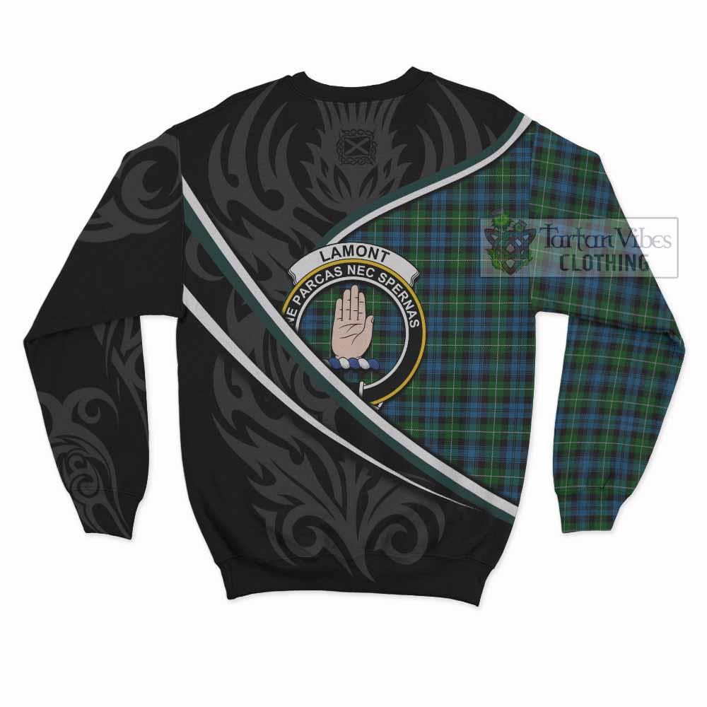 Lamont Tartan Family Crest Sweatshirt Celtic Scottish Thistle Floral - Tartan Vibes Clothing