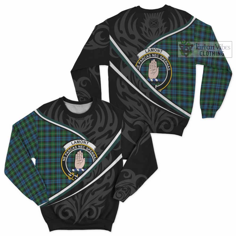 Lamont Tartan Family Crest Sweatshirt Celtic Scottish Thistle Floral - Tartan Vibes Clothing
