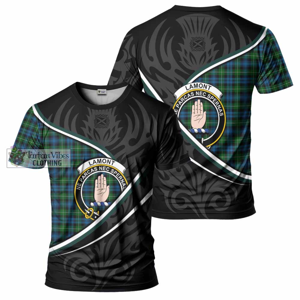 Lamont Tartan Family Crest T-shirt Celtic Scottish Thistle Floral - Tartan Vibes Clothing