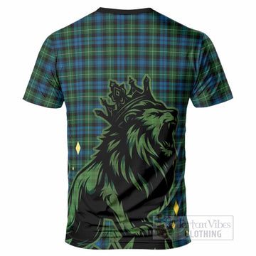Lamont Tartan Family Crest T-Shirt Crowned Lion Roaring