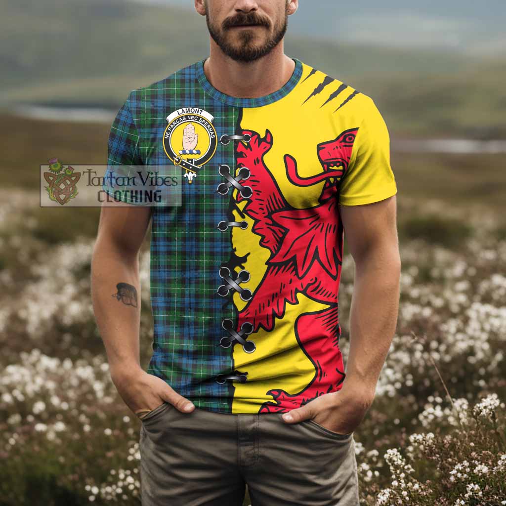 Lamont Tartan Family Crest T-shirt Lion Rampant Honor - Tartan Vibes Clothing
