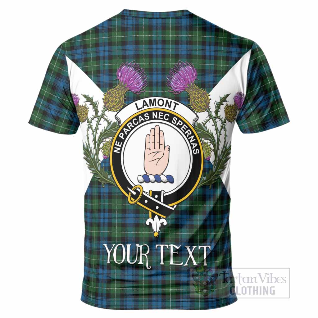 Lamont Tartan Family Crest T-Shirt Scottish Burns Night Thistle Floral