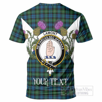 Lamont Tartan Family Crest T-Shirt Scottish Burns Night Thistle Floral