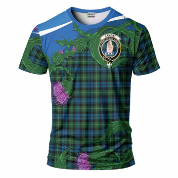 Lamont Tartan Family Crest T-Shirt Thistle in Minimalism