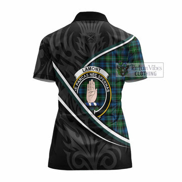 Lamont Tartan Family Crest Women's Polo Shirt Celtic Scottish Thistle Floral