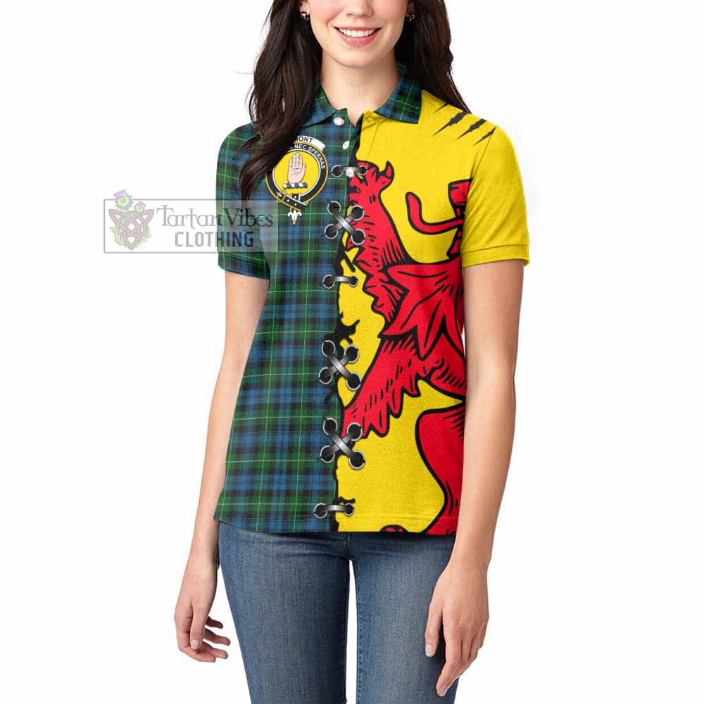 Lamont Tartan Family Crest Women's Polo Shirt Lion Rampant Honor - Tartan Vibes Clothing