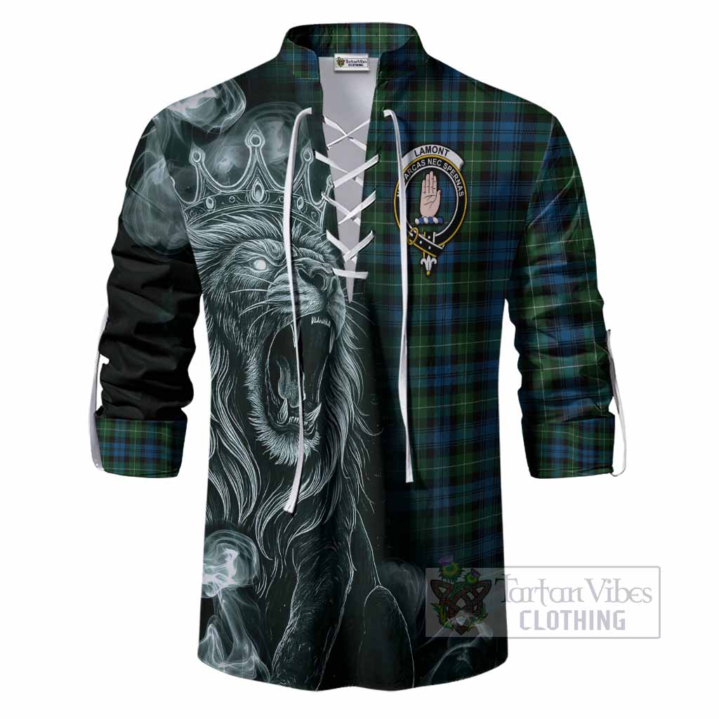 Lamont Tartan Ghillie Shirt Roaring Lion Heritage