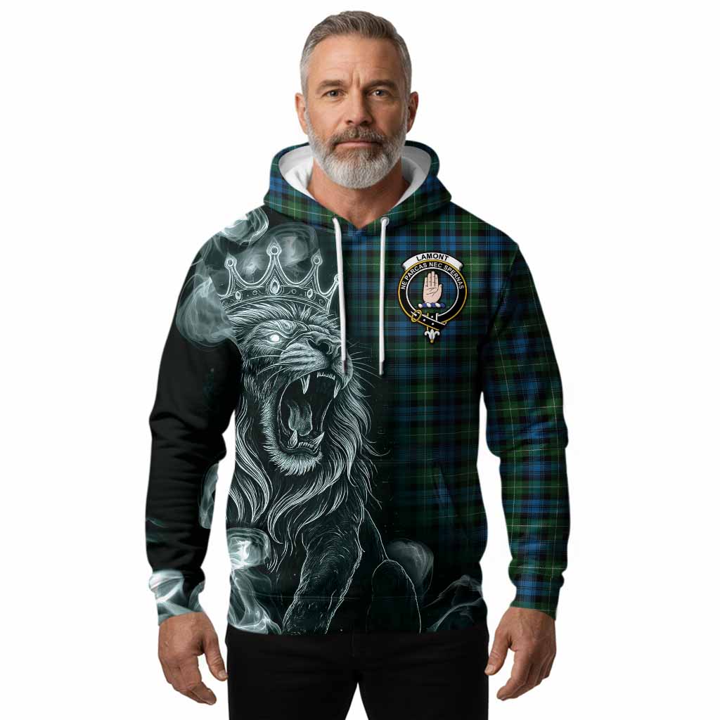 Lamont Tartan Hoodie Roaring Lion Heritage