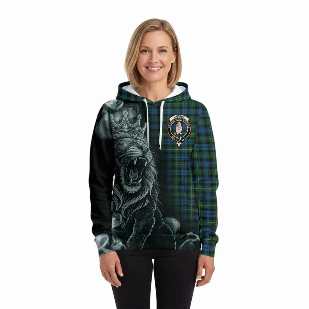 Lamont Tartan Hoodie Roaring Lion Heritage