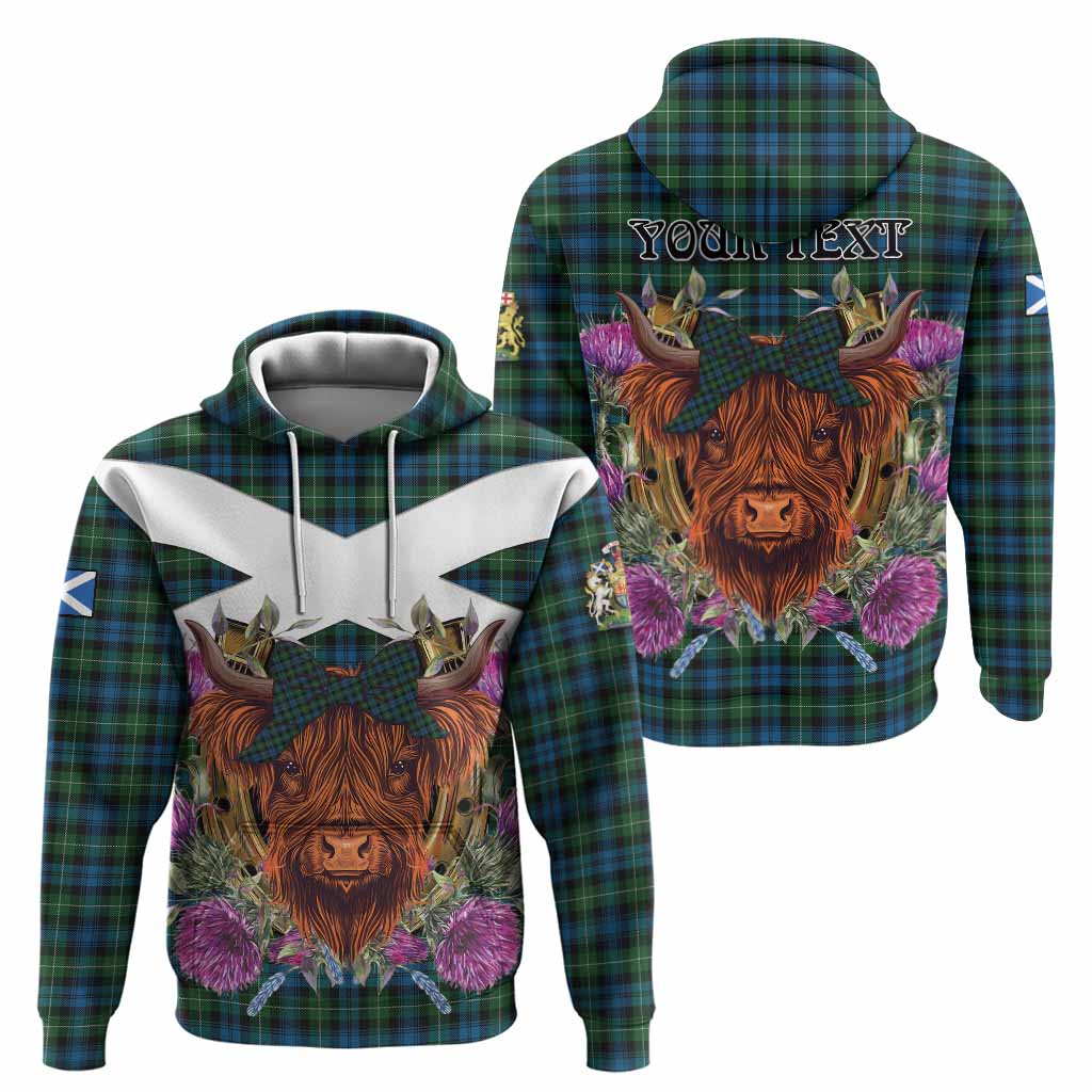 Lamont Tartan Hoodie Scottish Thistle Heilan Coo