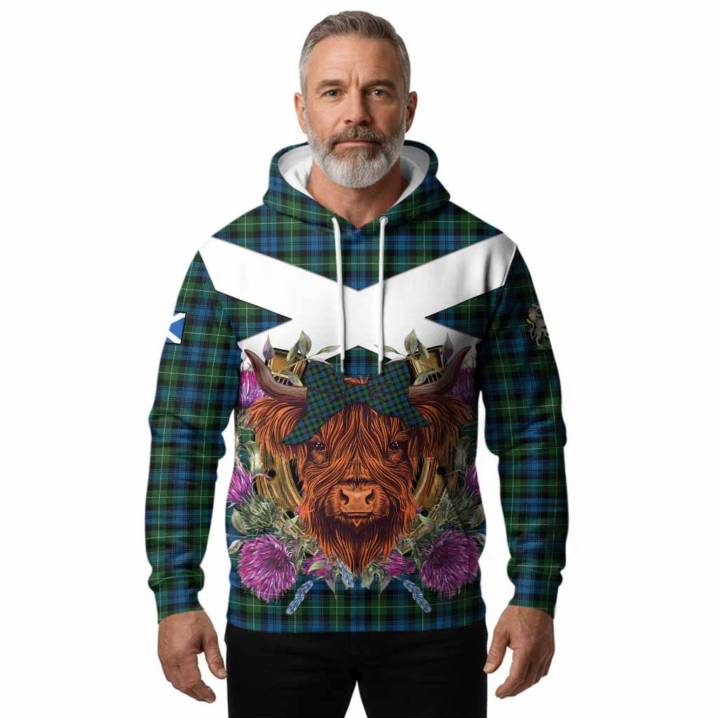 Lamont Tartan Hoodie Scottish Thistle Heilan Coo