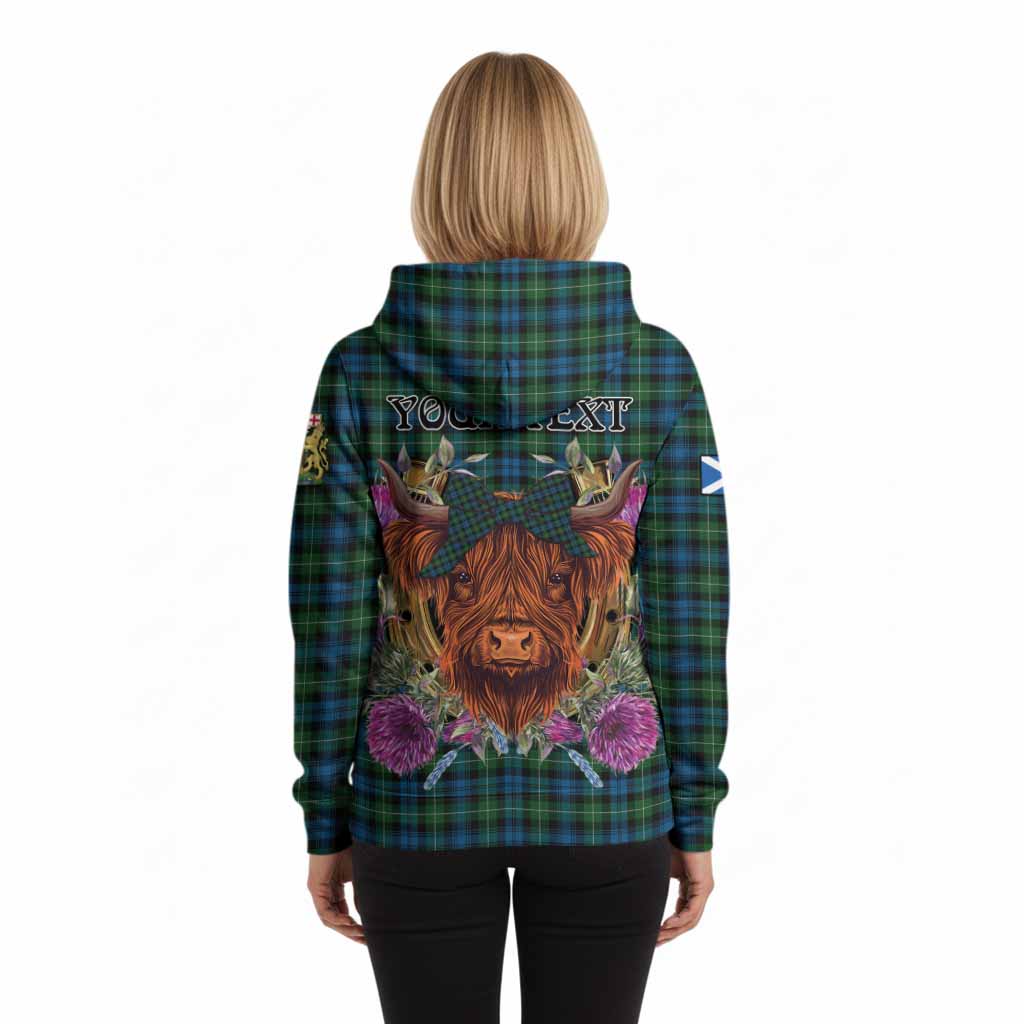 Lamont Tartan Hoodie Scottish Thistle Heilan Coo