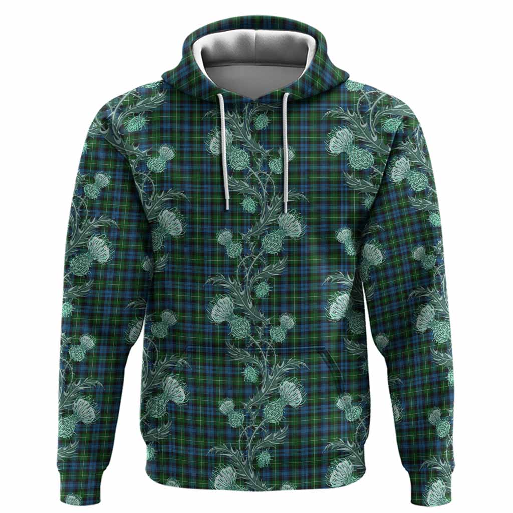 Lamont Tartan Hoodie Seamless Scottish Thistle Flowers
