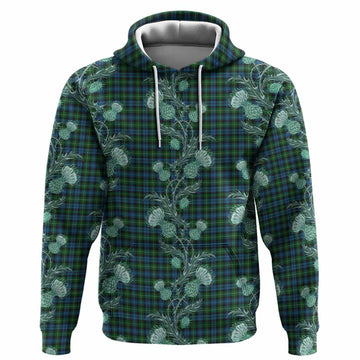 Lamont Tartan Hoodie Seamless Scottish Thistle Flowers
