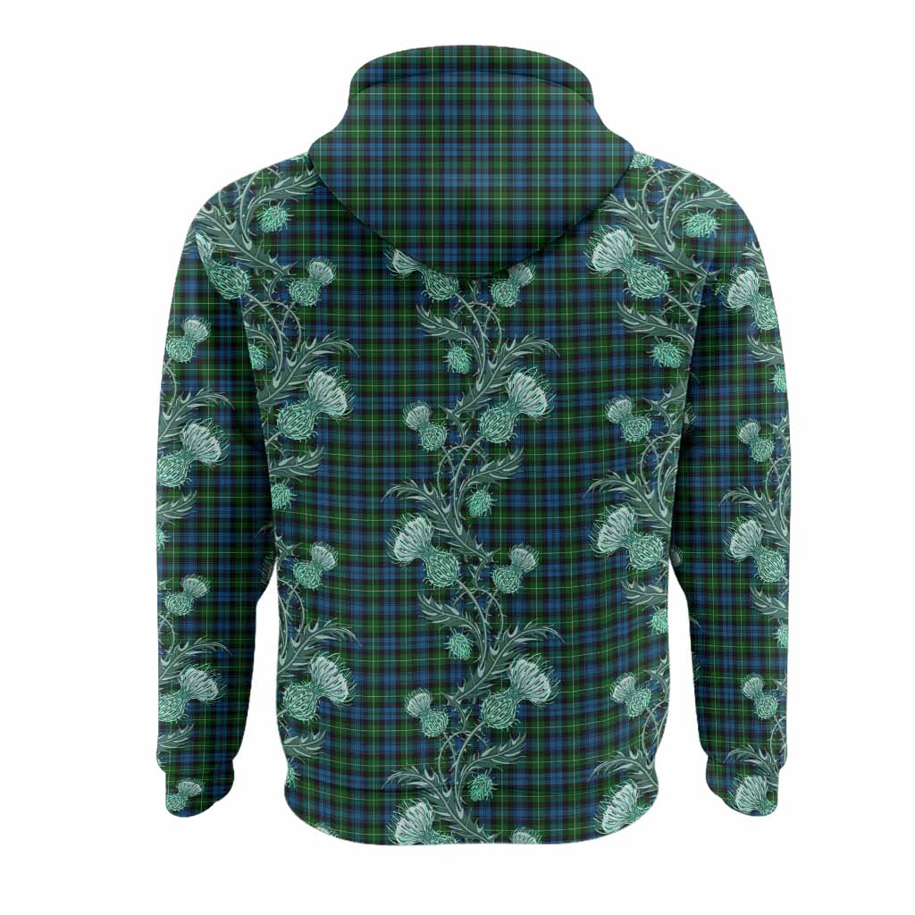 Lamont Tartan Hoodie Seamless Scottish Thistle Flowers