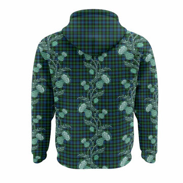 Lamont Tartan Hoodie Seamless Scottish Thistle Flowers
