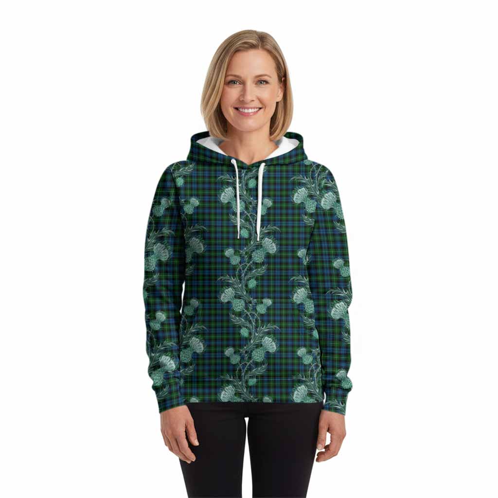 Lamont Tartan Hoodie Seamless Scottish Thistle Flowers