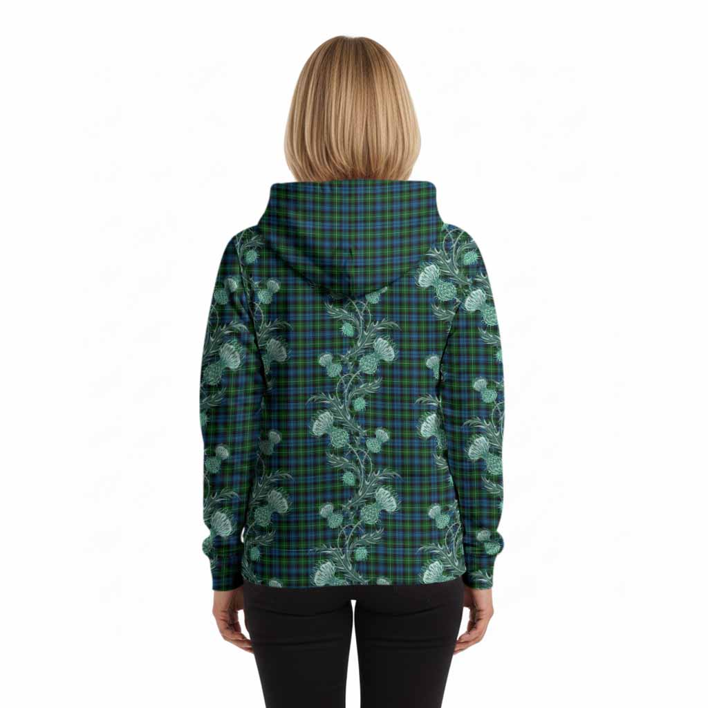 Lamont Tartan Hoodie Seamless Scottish Thistle Flowers
