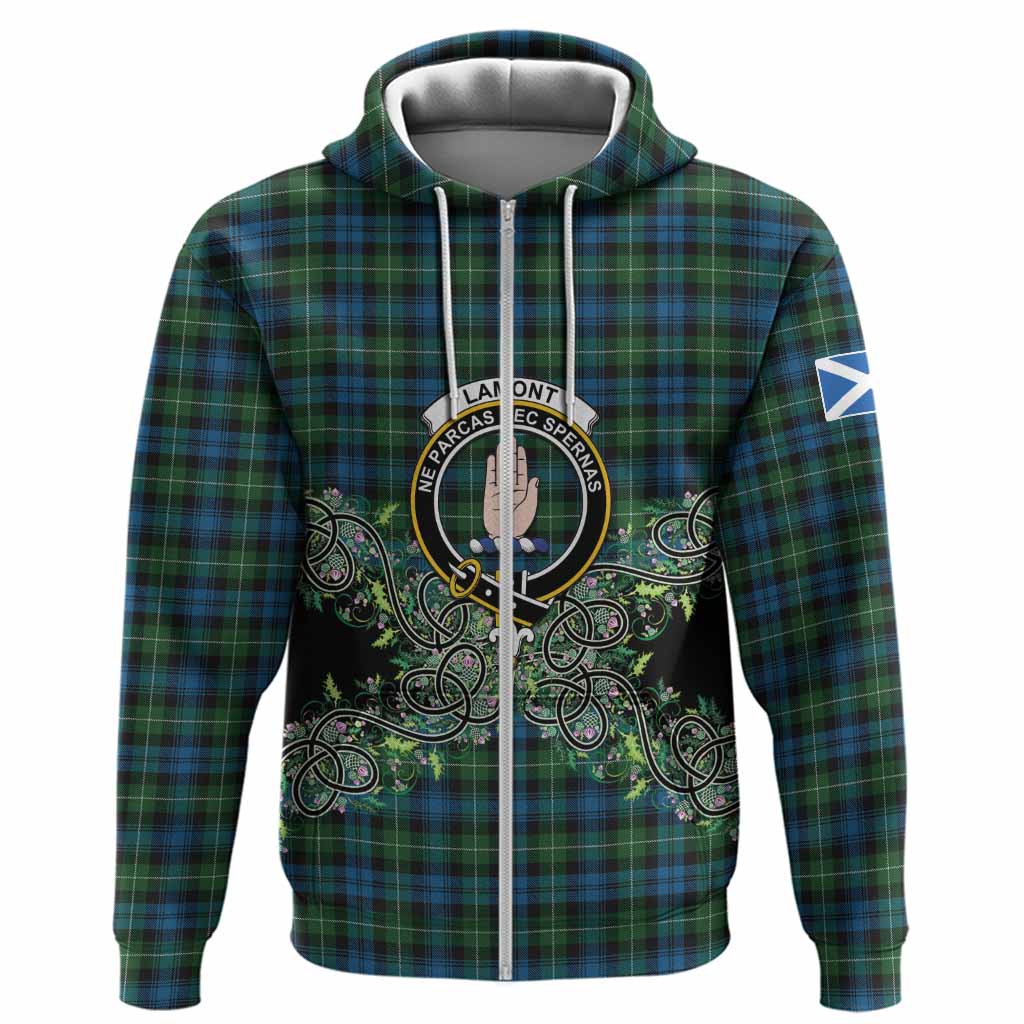Lamont Tartan Hoodie Thistle Scottish Spirit