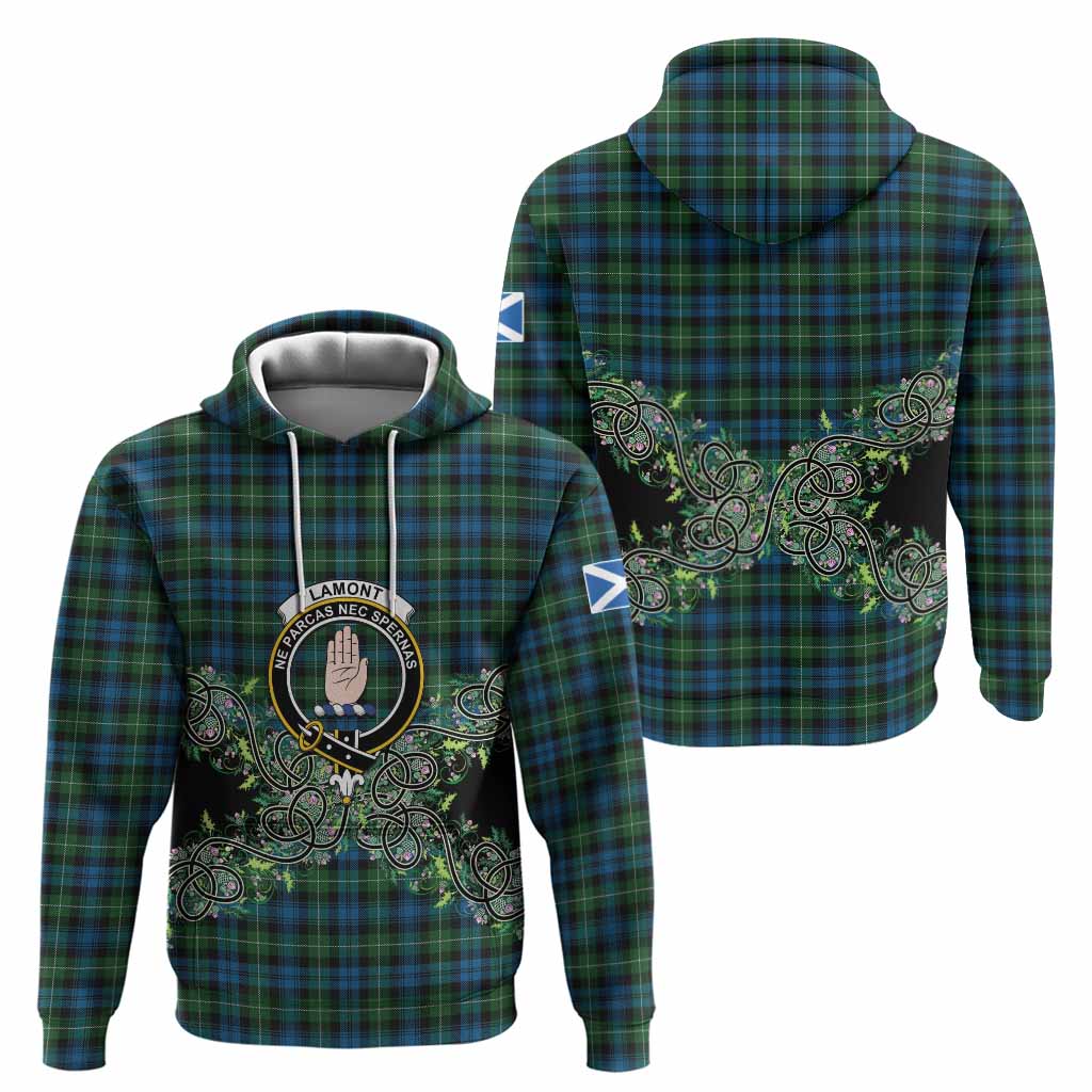 Lamont Tartan Hoodie Thistle Scottish Spirit