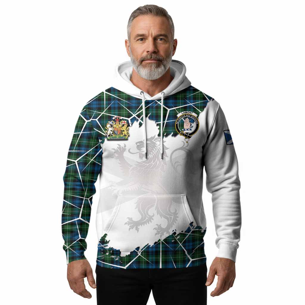 Lamont Tartan Hoodie with Family Crest and Lion Rampant Grunge Style