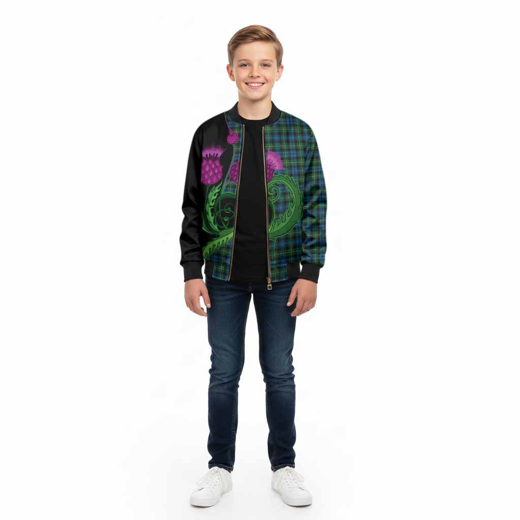 Lamont Tartan Kid Bomber Jacket Traditional Scottish Thistle