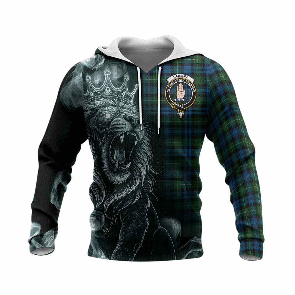 Lamont Tartan Knitted Hoodie Roaring Lion Heritage