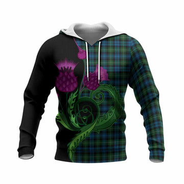 Lamont Tartan Knitted Hoodie Traditional Scottish Thistle