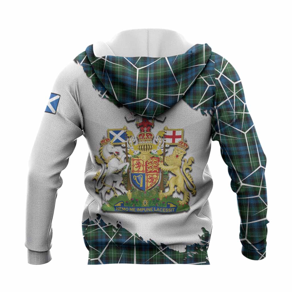 Lamont Tartan Knitted Hoodie with Family Crest and Lion Rampant Grunge Style