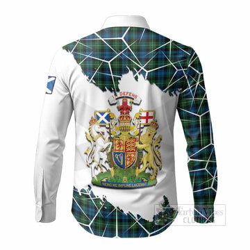 Lamont Tartan Long Sleeve Button Shirts with Family Crest and Lion Rampant Grunge Style