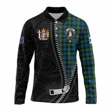 Lamont Tartan Long Sleeve Polo Shirt New Zealand Pattern Unique Zipper Stylized