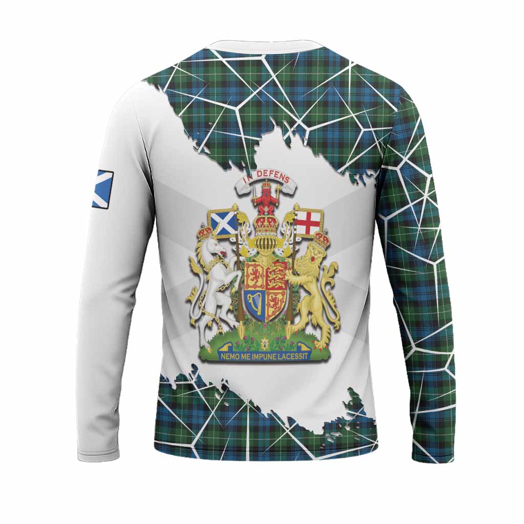 Lamont Tartan Long Sleeve T-Shirt with Family Crest and Lion Rampant Grunge Style