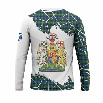 Lamont Tartan Long Sleeve T-Shirt with Family Crest and Lion Rampant Grunge Style